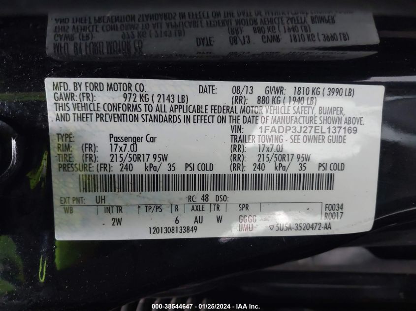 2014 FORD FOCUS TITANIUM - 1FADP3J27EL137169