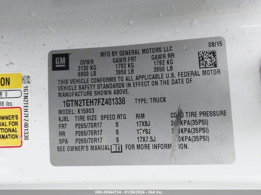 2015 GMC SIERRA 1500 - 1GTN2TEH7FZ401338