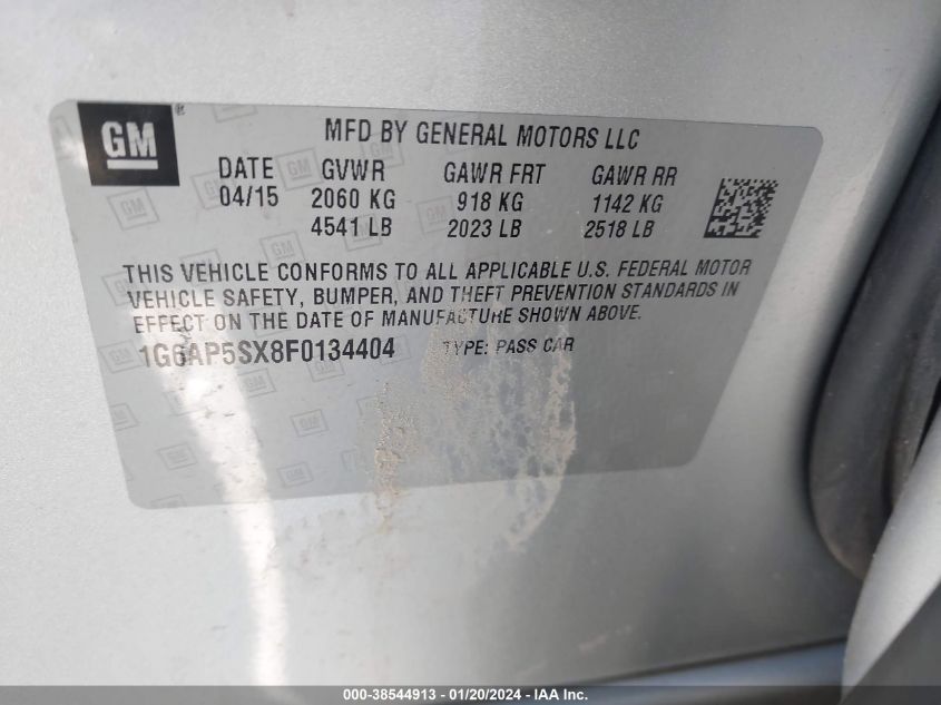 2015 CADILLAC CTS - 1G6AP5SX8F0134404