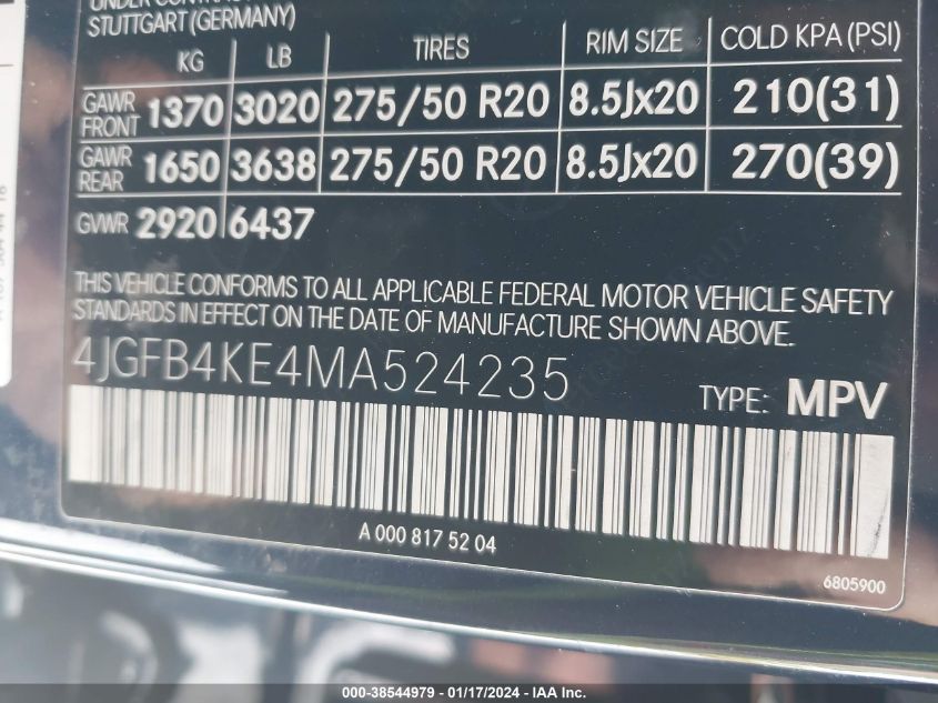 2021 MERCEDES-BENZ GLE 350 4MATIC - 4JGFB4KE4MA524235