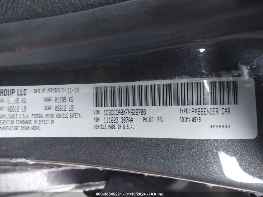 2015 CHRYSLER 200 LIMITED - 1C3CCCABXFN626788