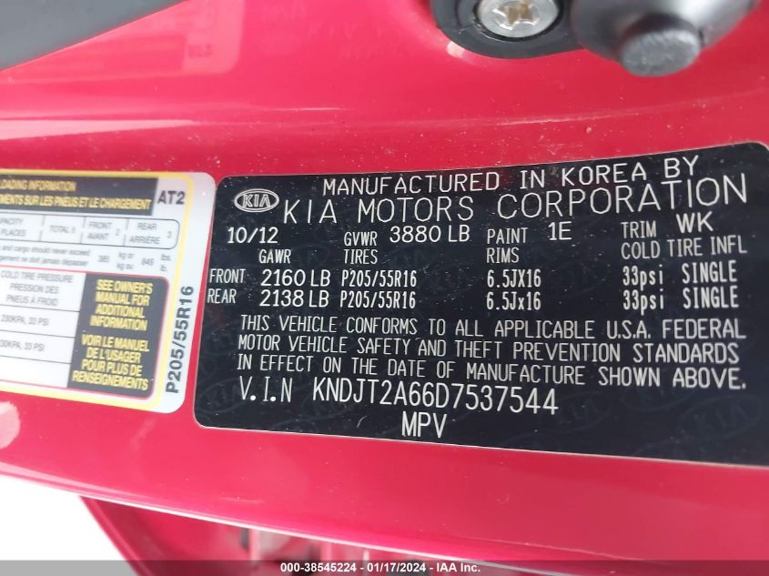 2013 KIA SOUL +/!/SPORT - KNDJT2A66D7537544