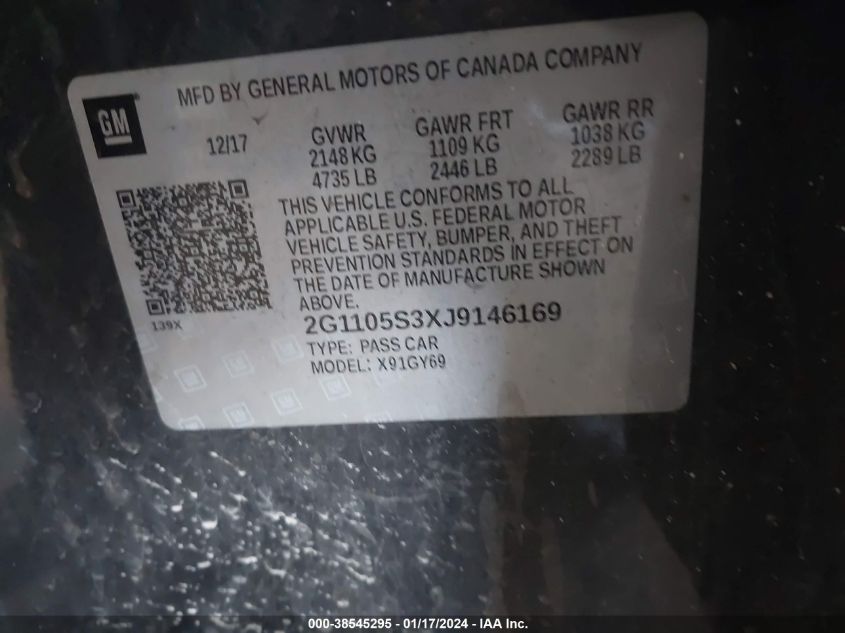 2018 CHEVROLET IMPALA LT - 2G1105S3XJ9146169