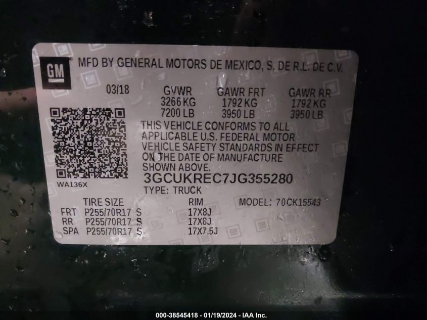 2018 CHEVROLET SILVERADO 1500 1LT - 3GCUKREC7JG355280
