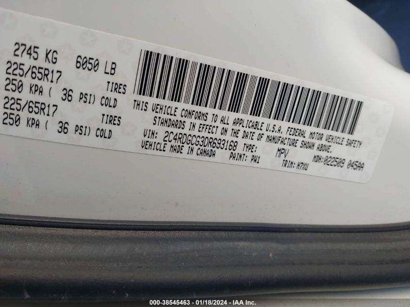 2013 DODGE GRAND CARAVAN SXT - 2C4RDGCG3DR693168