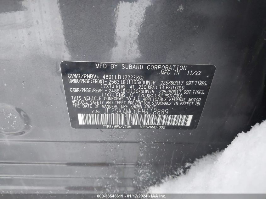 2023 SUBARU FORESTER WILDERNESS - JF2SKAMC0PH418889