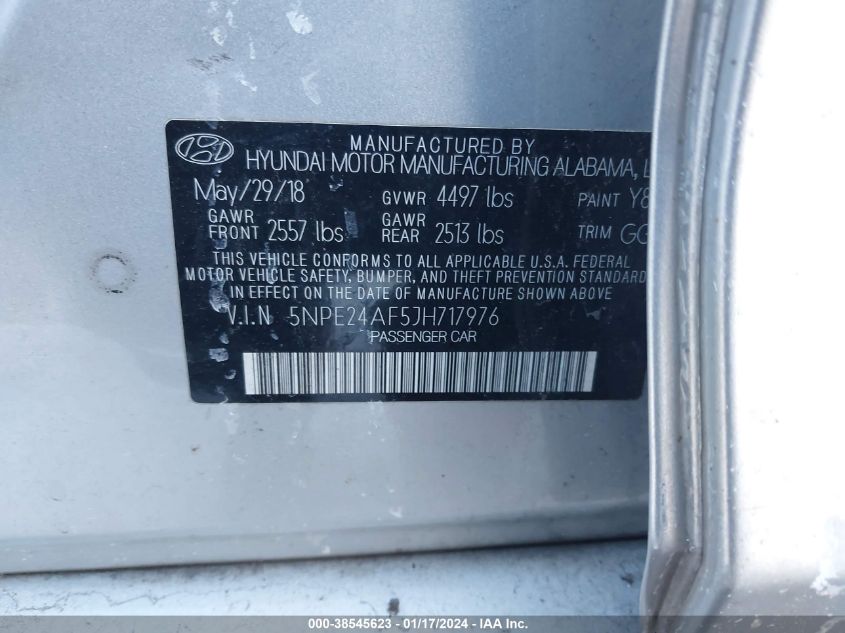 2018 HYUNDAI SONATA SE - 5NPE24AF5JH717976