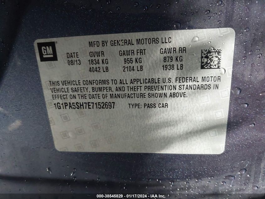 2014 CHEVROLET CRUZE LS AUTO - 1G1PA5SH7E7152697