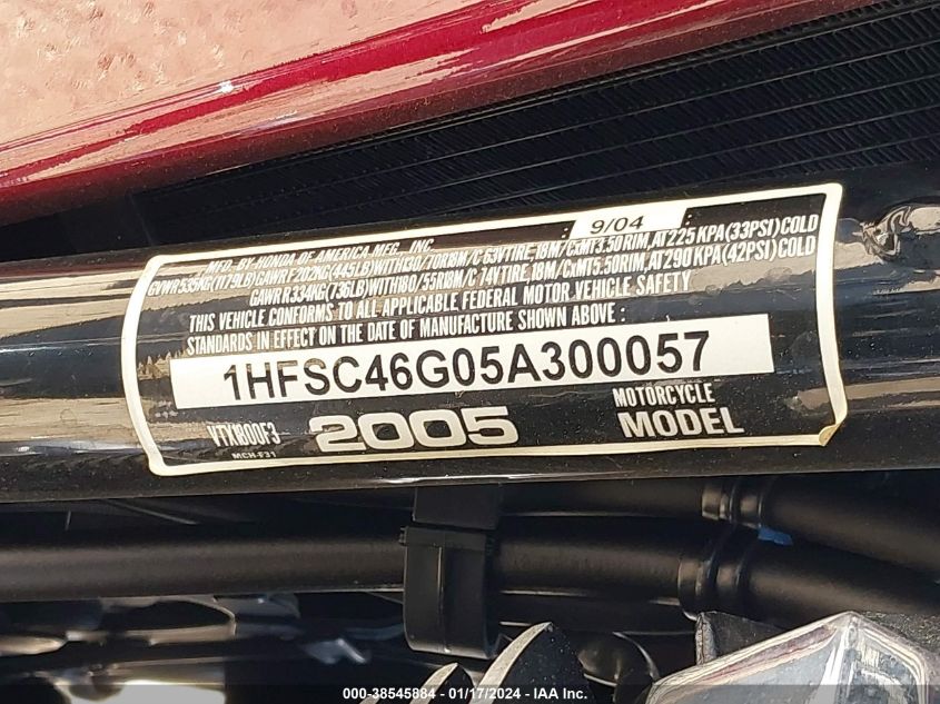 2005 HONDA VTX1800 F3 1HFSC46G05A300057