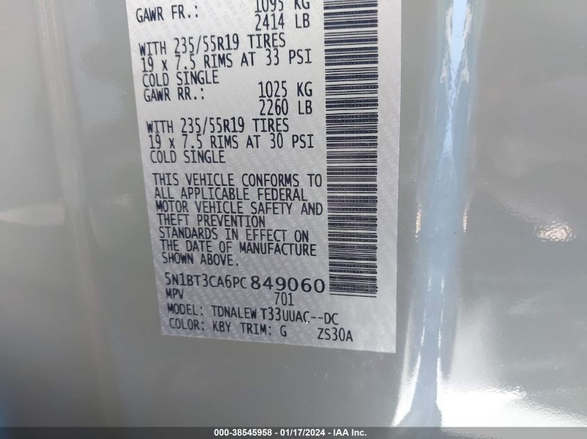 2023 NISSAN ROGUE SL - 5N1BT3CA6PC849060