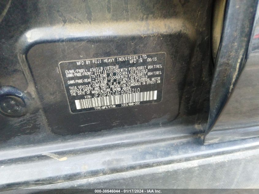 2015 SUBARU XV CROSSTREK 2.0I PREMIUM - JF2GPACC4F9294210