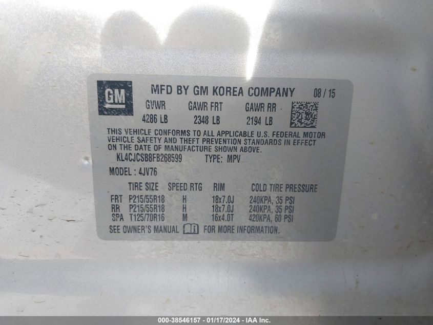 2015 BUICK ENCORE LEATHER - KL4CJCSB8FB268599