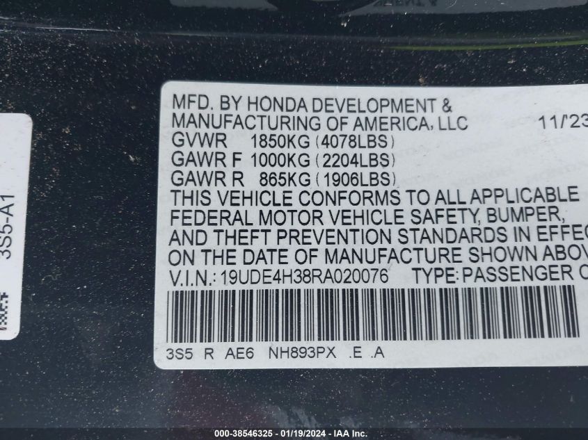 2024 ACURA INTEGRA A-SPEC - 19UDE4H38RA020076