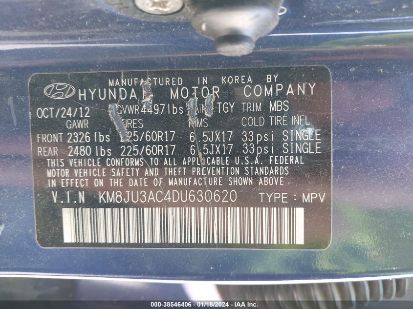 2013 HYUNDAI TUCSON GLS - KM8JU3AC4DU630620