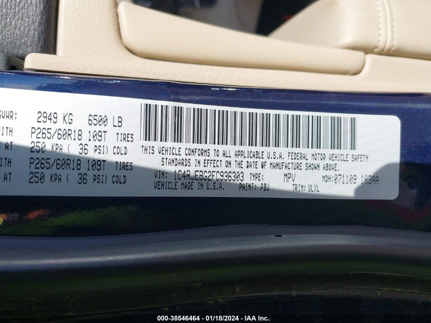2015 JEEP GRAND CHEROKEE LIMITED - 1C4RJEBG2FC936303