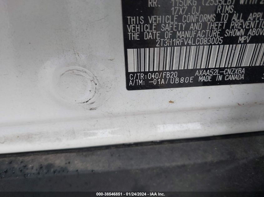 2020 TOYOTA RAV4 LE - 2T3H1RFV4LC083005