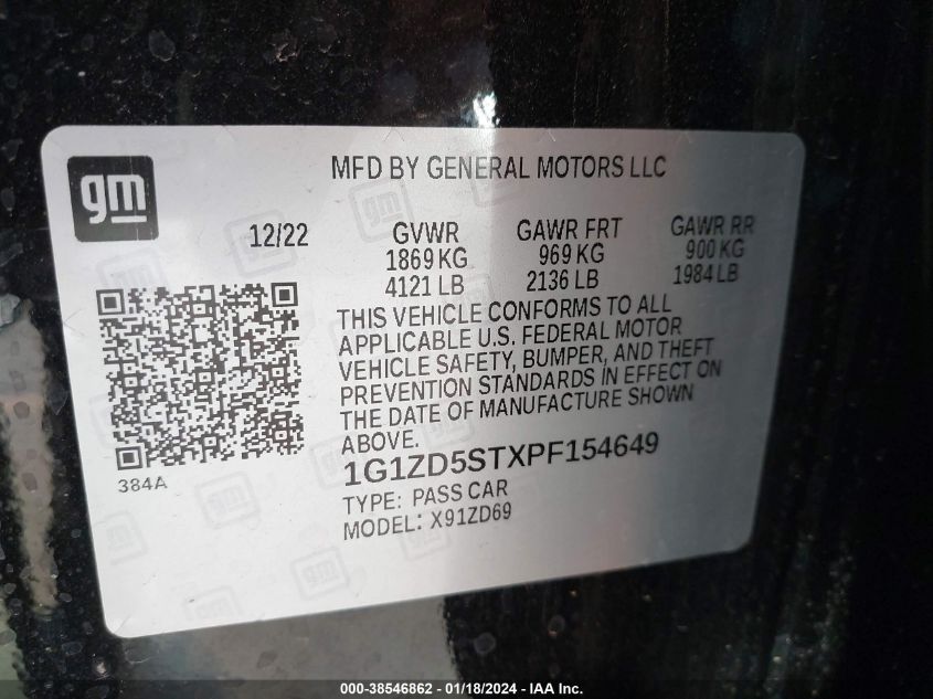 2023 CHEVROLET MALIBU FWD 1LT - 1G1ZD5STXPF154649