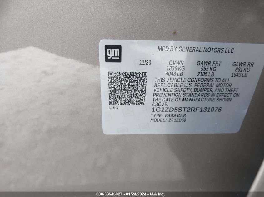 2024 CHEVROLET MALIBU FWD 1LT - 1G1ZD5ST2RF131076