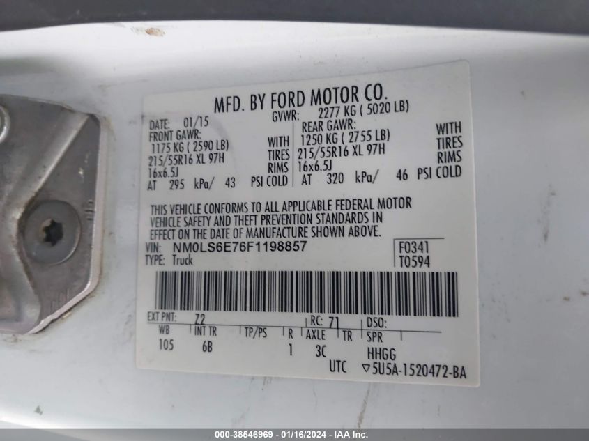 2015 FORD TRANSIT CONNECT XL - NM0LS6E76F1198857