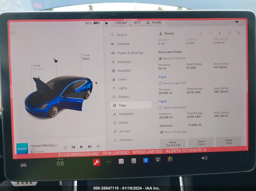 2019 TESLA MODEL 3 LONG RANGE/PERFORMANCE - 5YJ3E1EB5KF231382