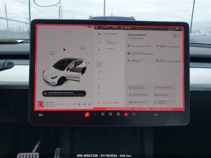 2022 TESLA MODEL Y PERFORMANCE DUAL MOTOR ALL-WHEEL DRIVE - 7SAYGDEF9NF521751