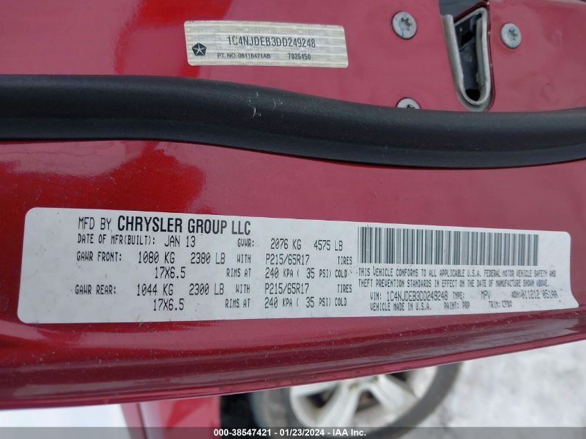 2013 JEEP COMPASS LATITUDE - 1C4NJDEB3DD249248