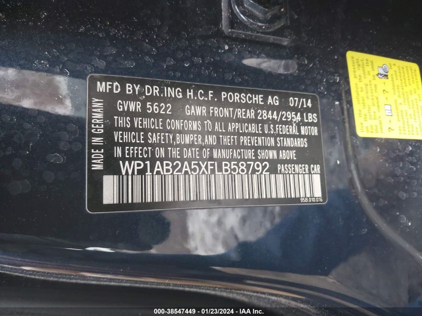 2015 PORSCHE MACAN S - WP1AB2A5XFLB58792