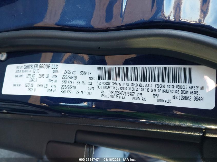 2014 JEEP CHEROKEE LIMITED - 1C4PJMDSXEW178467