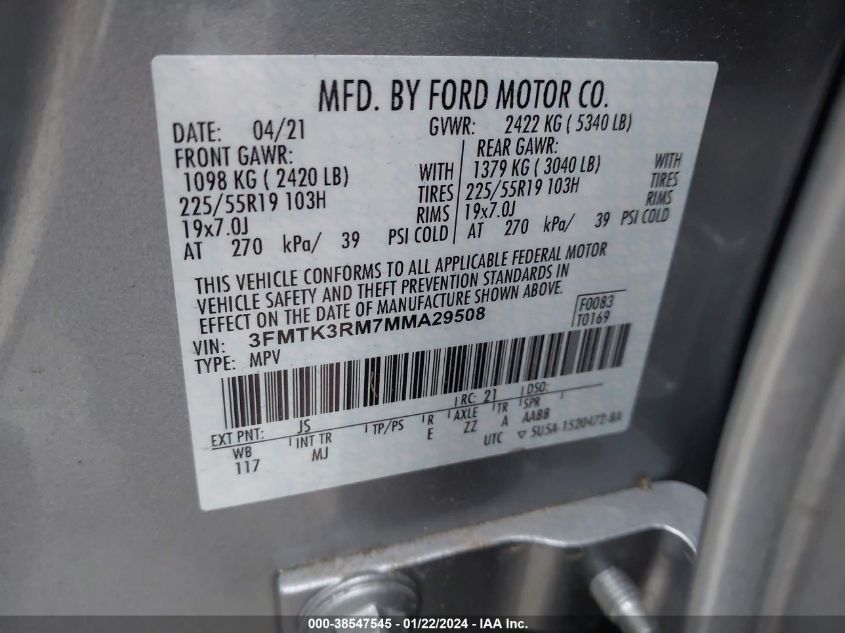 2021 FORD MUSTANG MACH-E PREMIUM - 3FMTK3RM7MMA29508