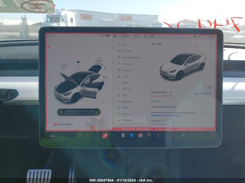 2022 TESLA MODEL Y PERFORMANCE DUAL MOTOR ALL-WHEEL DRIVE - 7SAYGDEF6NF455384