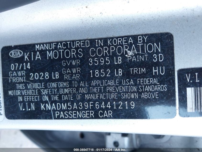 2015 KIA RIO LX - KNADM5A39F6441219