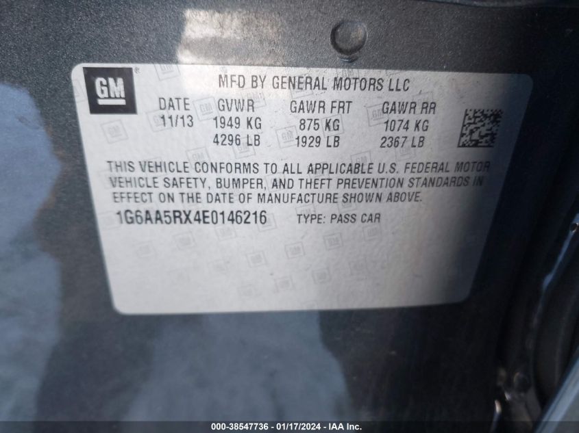 2014 CADILLAC ATS STANDARD - 1G6AA5RX4E0146216