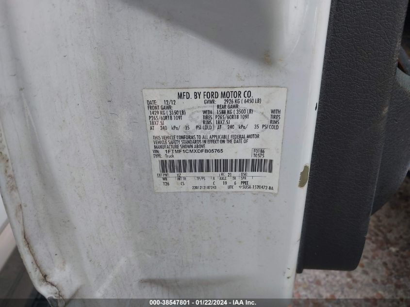 2013 FORD F-150 STX - 1FTMF1CMXDFB05765