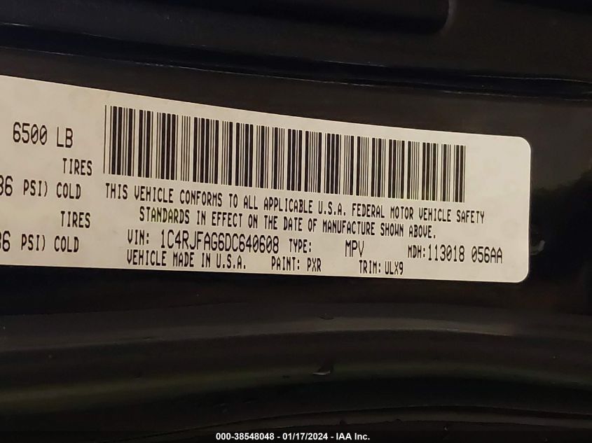 2013 JEEP GRAND CHEROKEE LAREDO - 1C4RJFAG6DC640608
