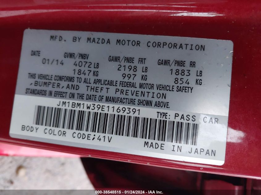 2014 MAZDA MAZDA3 S GRAND TOURING - JM1BM1W39E1169391