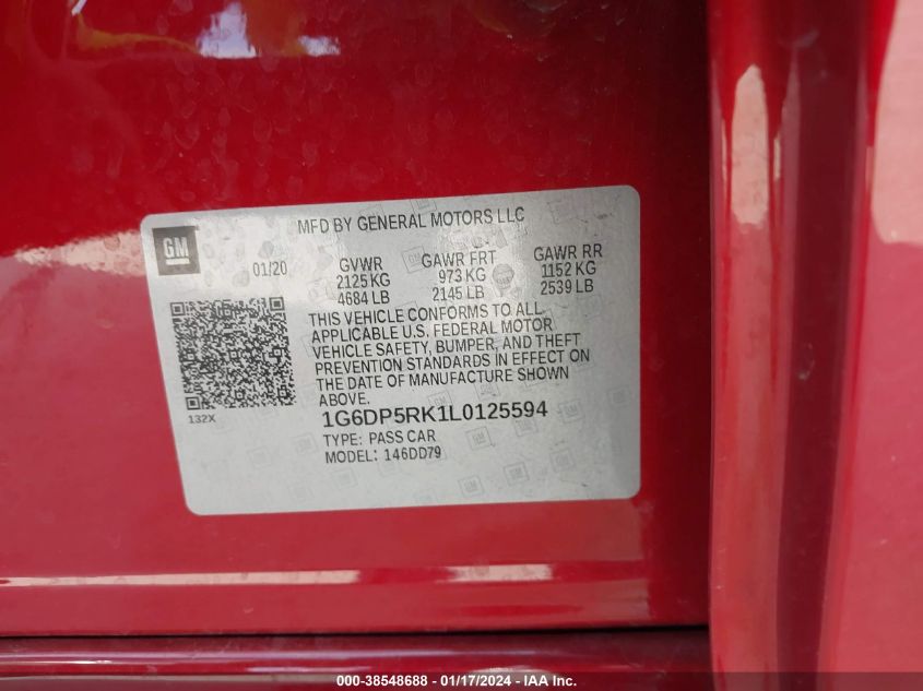 2020 CADILLAC CT5 SPORT - 1G6DP5RK1L0125594