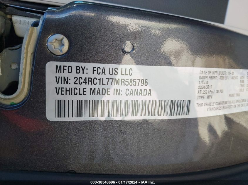 2021 CHRYSLER PACIFICA HYBRID TOURING L 2C4RC1L77MR585796