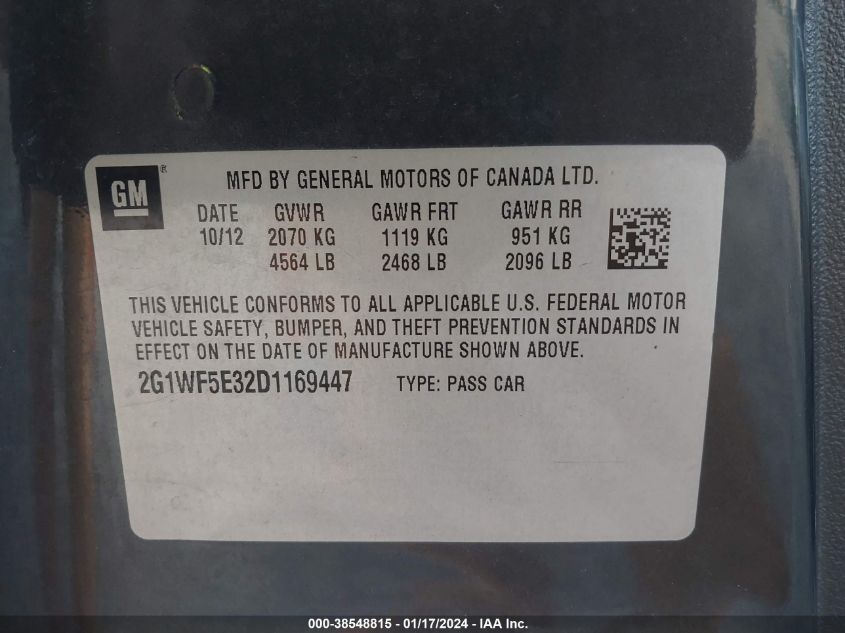 2013 CHEVROLET IMPALA LS - 2G1WF5E32D1169447