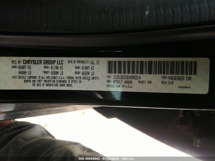 2013 CHRYSLER 200 LIMITED - 1C3CCBCG3DN505214