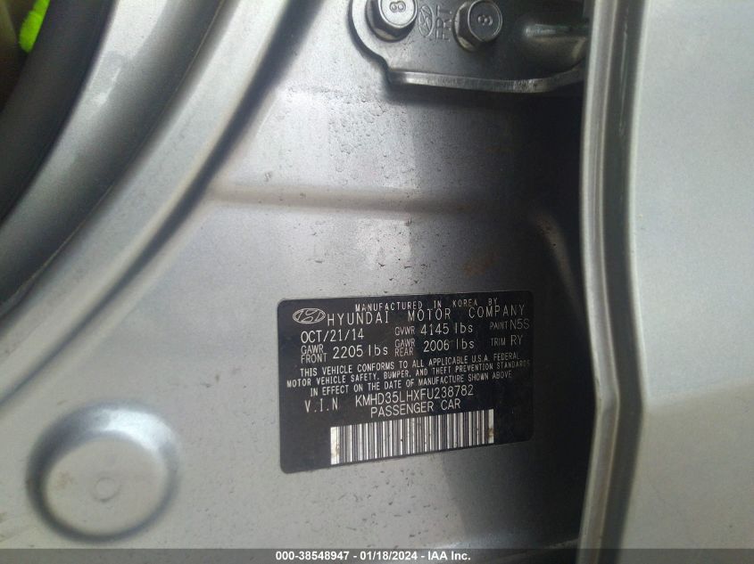 2015 HYUNDAI ELANTRA GT - KMHD35LHXFU238782