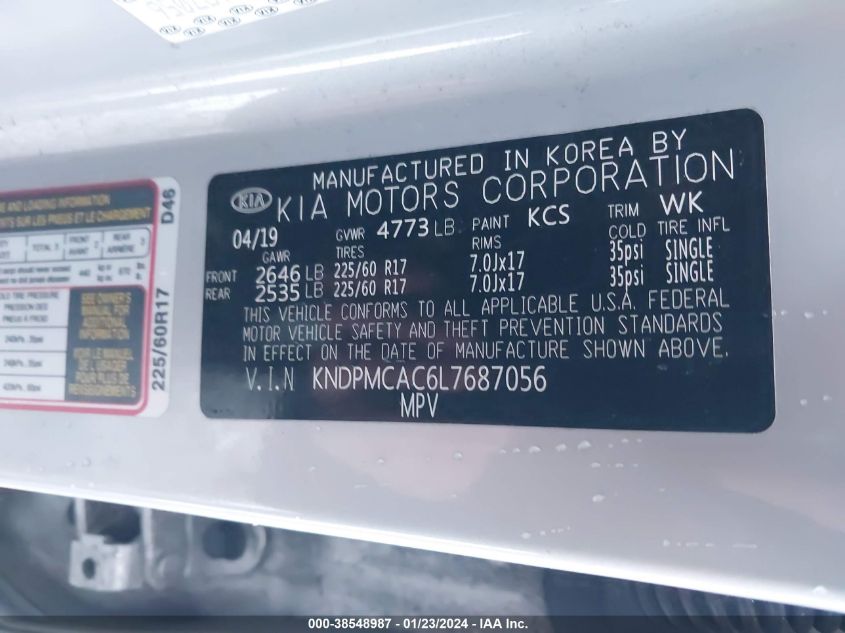2020 KIA SPORTAGE LX - KNDPMCAC6L7687056
