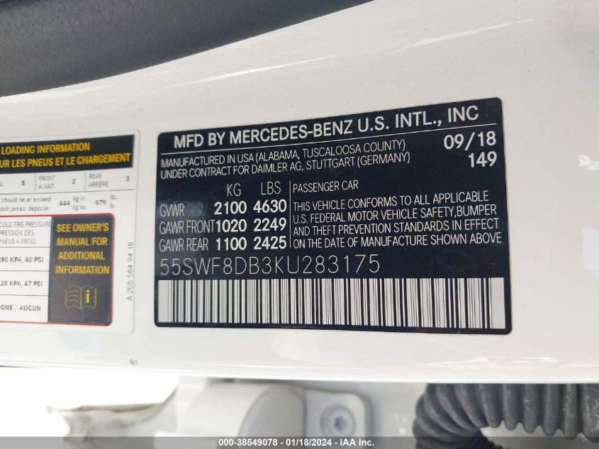 2019 MERCEDES-BENZ C 300 - 55SWF8DB3KU283175