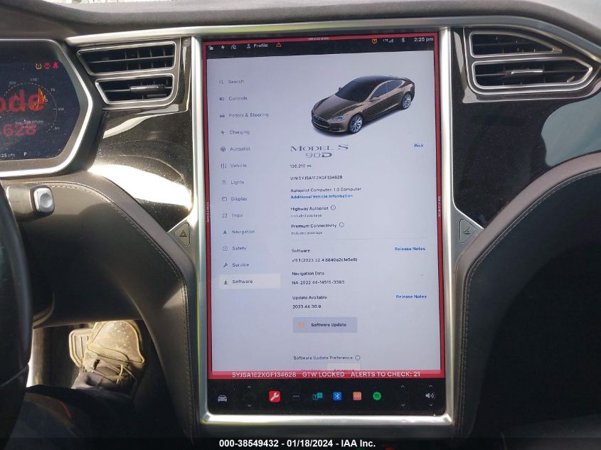 2016 TESLA MODEL S 60D/70D/75D/85D/90D - 5YJSA1E2XGF134628