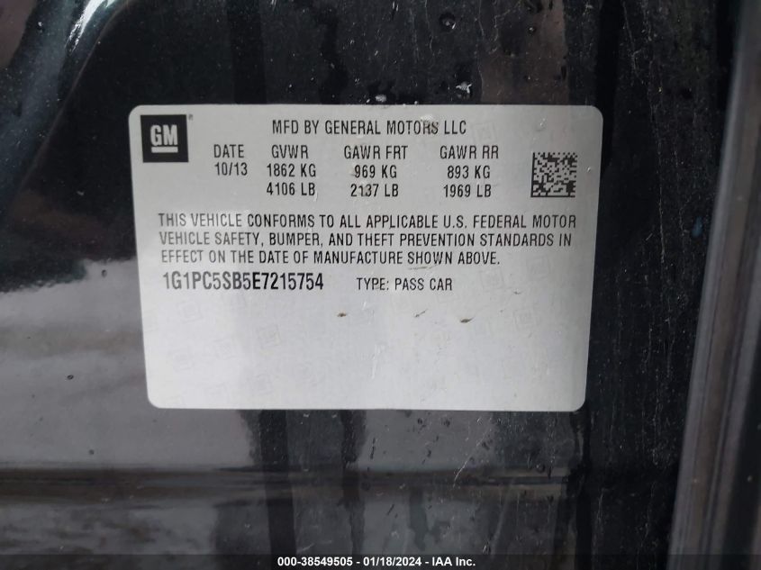 2014 CHEVROLET CRUZE 1LT AUTO - 1G1PC5SB5E7215754