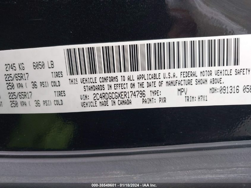 2014 DODGE GRAND CARAVAN SXT - 2C4RDGCGXER174796