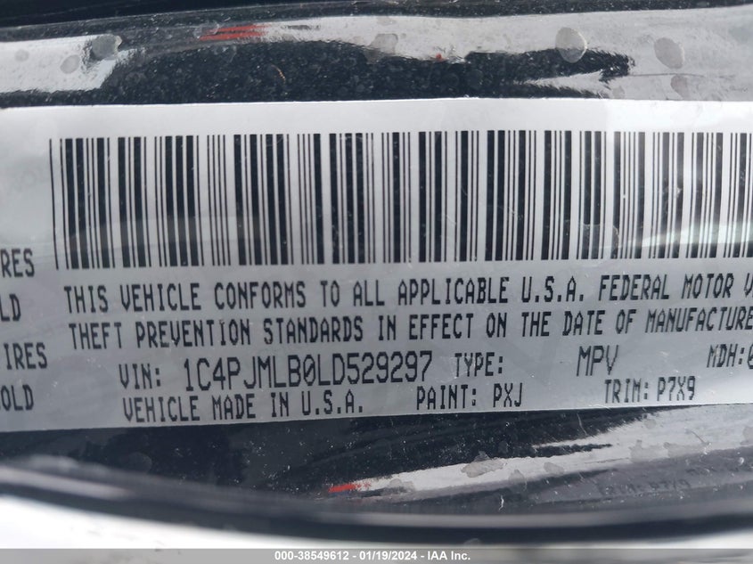 VIN 1C4PJMLB0LD529297 2020 JEEP CHEROKEE LATITUDE PLUS 4X4