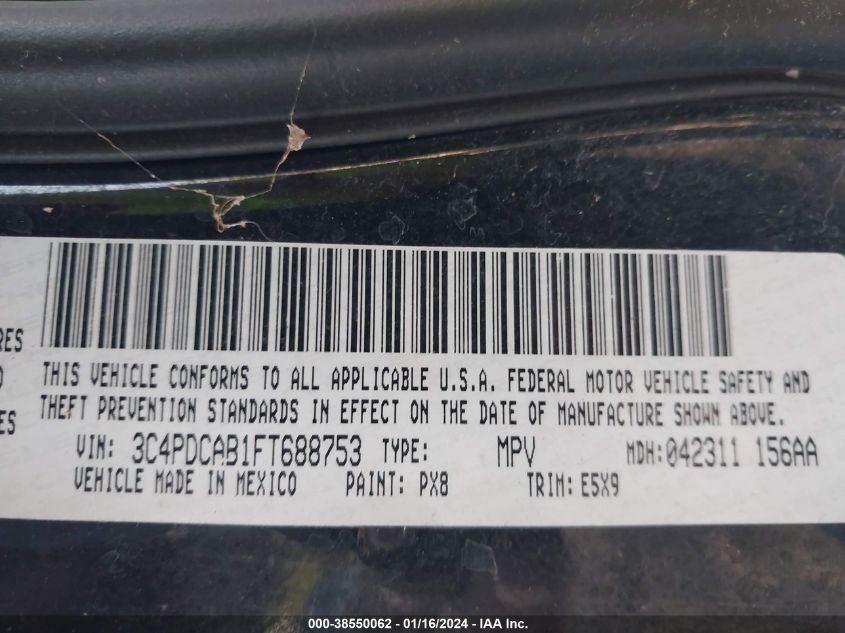2015 DODGE JOURNEY SE - 3C4PDCAB1FT688753