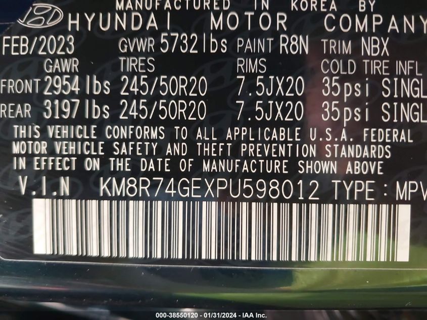 2023 HYUNDAI PALISADE CALLIGRAPHY - KM8R74GEXPU598012
