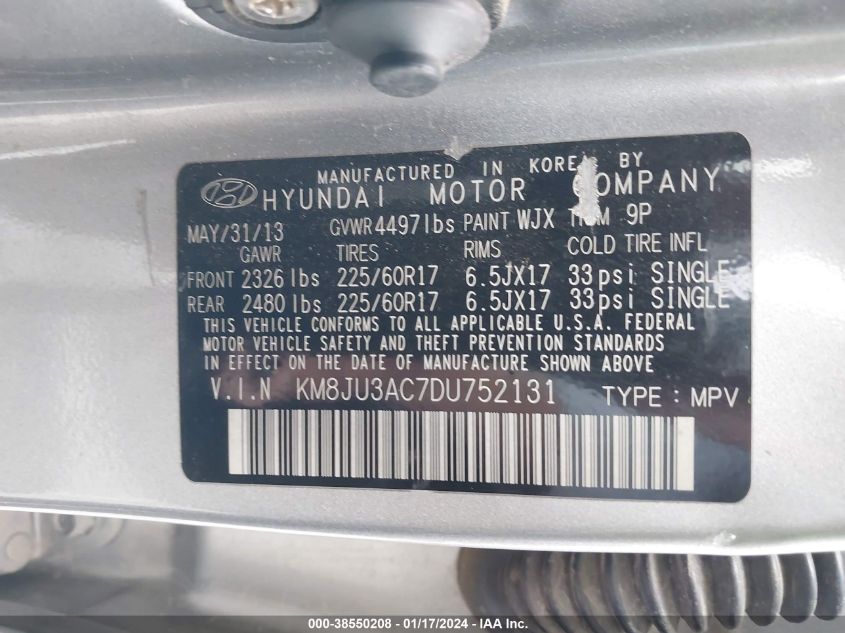 2013 HYUNDAI TUCSON GLS - KM8JU3AC7DU752131