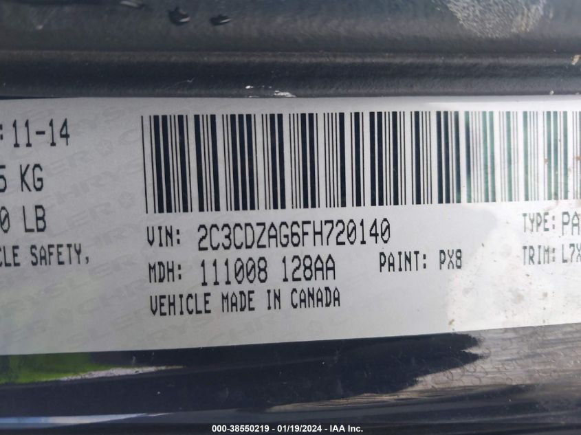 2015 DODGE CHALLENGER SXT OR R/T - 2C3CDZAG6FH720140